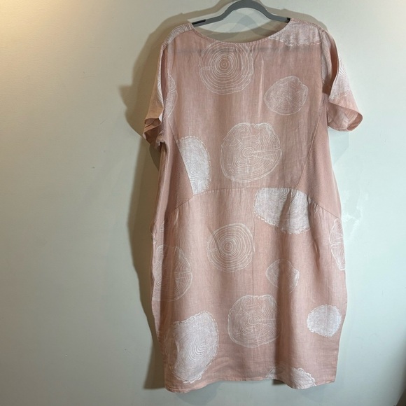 ME & GEE Sz XL Dress 100% Linen Ribbed Jersey Knit Bodice Pockets Flowy - Picture 7 of 7